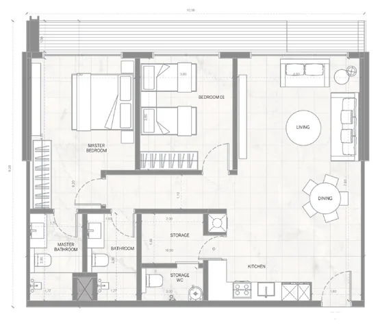 Планировка квартиры: 2 спальни, тип 2A